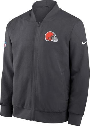 Nike Cleveland Browns Sideline Nike Mens NFL Full-Zip Bomber Jacket in Grey | 03AU06F9I-3N3