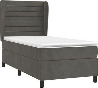 vidaXL Vidaxl - Cama Box Spring Con Colch&oacute;n Terciopelo Gris Oscuro 80x200 Cm