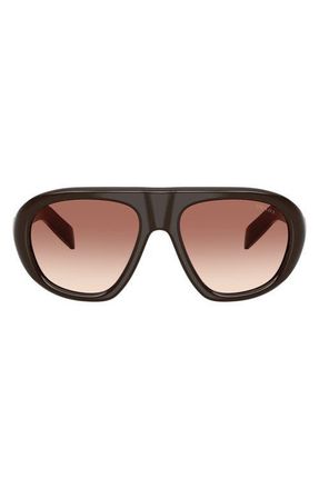Prada 56mm Irregular Sunglasses in Cigar /Light Brown Bordeaux at Nordstrom