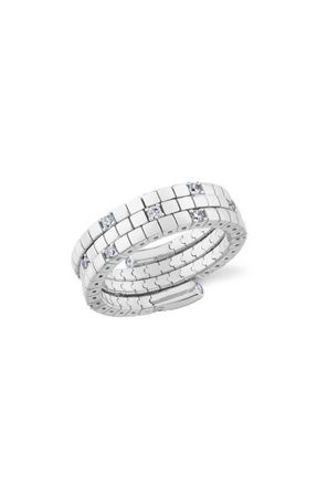 Crislu Pure Flex Three Row Cubic Zirconia Ring in Pure Platinum /Clear Stone at Nordstrom, Size Medium