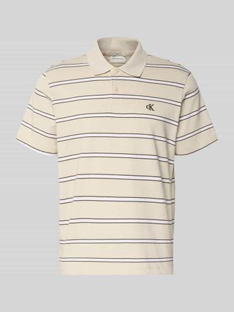 Calvin Klein Jeans Regular Fit Poloshirt mit Logo-Stitching in Beige, Gr&ouml;&szlig;e XXL