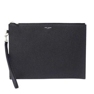 Saint Laurent Pre-owned Leren Clutch - Heren - Pre-owned - Zwart - Maat: ONE Size Leer