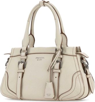 Prada Womens Ivory Leather Large Handbag Talco Borse A Mano Bag
