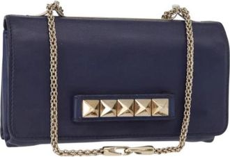 Valentino Pre-owned Leather Shoulder Bag - Dames - Vintage Schoudertas - Blauw - ONE Size - Leer - Vintage