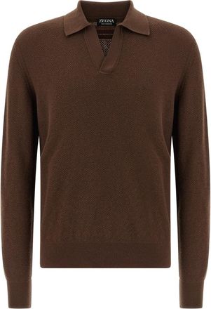 Ermenegildo Zegna Brown Wool Polo