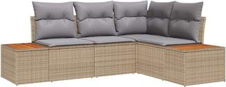 vidaXL Garden Sofa Set 4 pcs Beige and Light Grey Poly Rattan vidaXL