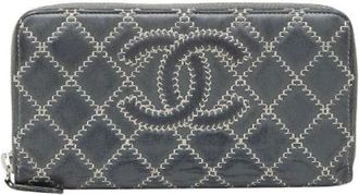 Chanel Pre-owned Wallets, female, Gray, Size: ONE SIZE Pre-owned Cocomaque Ultra Stitch Lambskin Long Wallet