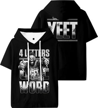 Generic Jey USO Four Letters One Word Hooded T-Shirts Short Sleeve Sport Tee Women Men Outdoor Streetwear Tops (Black,S)