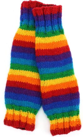 Loud Elephant Hand Knitted Wool Leg Warmers - Stripe Rainbow 1
