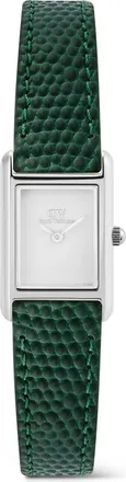 Daniel Wellington Bound Mini Tank Leather Strap Watch, 17mm x 26mm in Silver-Tone/green at Nordstrom