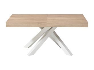 Vente-Unique 6 - 10 Seater Extendable Dining Table In MDF & Metal - Natural and in Light Oak