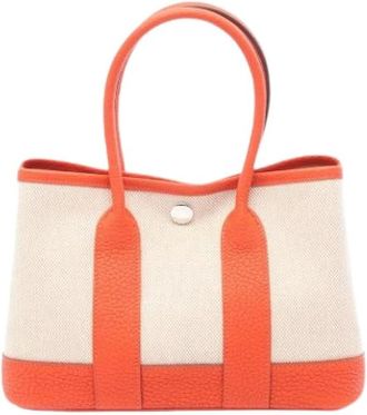 Herm&egrave;s Pre-owned The Garden Party 23 - Dames - Vintage Shopper - Beige - ONE Size - Leer - Vintage