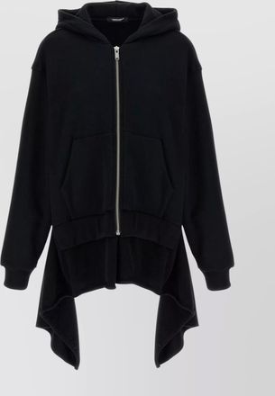 Undercover asymmetric hem two-material hoodie