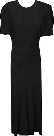 Victoria Beckham Maxi Dresses, female, Black, Size: M Gathered Waist Midi Dress
