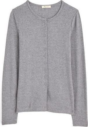 Madewell Textural Cutaway Crewneck Cardigan in Hthr Charcoal at Nordstrom Rack, Size Xx-Small