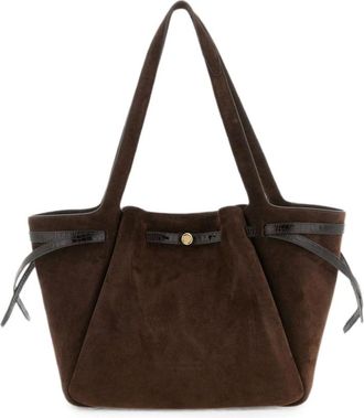 Tory Burch Romy Suede Tote - Dames - Shoppers - Bruin - ONE Size - Su&egrave;de - Tassen