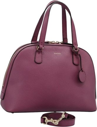 Gucci Lady Dollar Dome Satchel Leather Pink Leather Handbag (Pre-Owned)