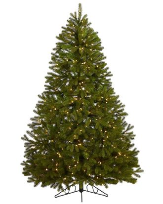 Nearly Natural 6ft. Cambridge Spruce Flat Back Artificial Christmas Tree With 350 Warm White (Multifunction) LED Lights And 642