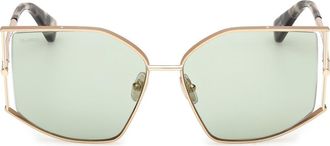 Max Mara Menton 59mm Cat Eye Sunglasses in Pale Gold/Sage Havana/Green at Nordstrom