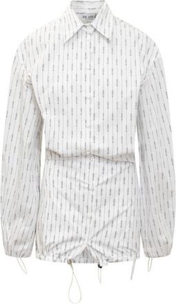 The Attico White Stripes Shirt Collar Mini Dress
