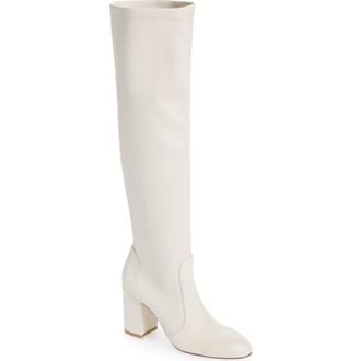 Stuart Weitzman Yuliana Knee High Slouch Boot in Cream. at Nordstrom Rack, Size 8.5