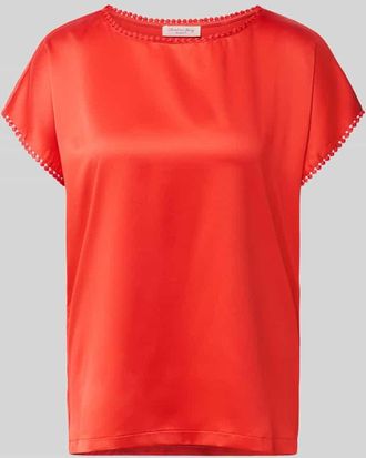Christian Berg T-Shirt aus Satin mit H&auml;kelspitze in Rot, Gr&ouml;&szlig;e 34