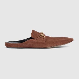 Gucci Mens Ragazzo Slipper, Brown, Suede