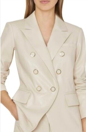 Milly Inez Vegan Leather Blazer In Ecru