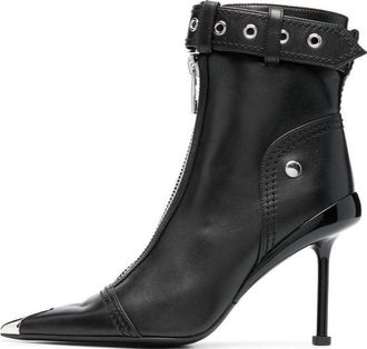 Alexander McQueen (WMNS) Alexander McQueen Leather Heel Ankle Boots Black 768101WIDR41081
