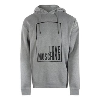 Moschino Mens Love Box Logo Grey Hoodie Cotton - Size X-Large