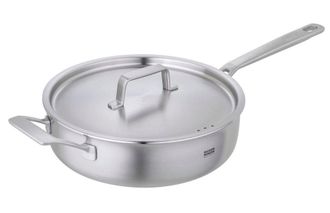Kuhn Rikon Culinary Fiveply Stainless Steel & Aluminium Uncoated Induction Safe Saute Pan with Lid, 28cm in Silver