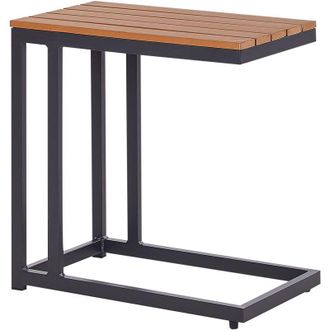 Beliani Beliani - Mesa Auxiliar De Jard&iacute;n Exterior Madera Pl&aacute;stica Clara Y Base Negra Messina