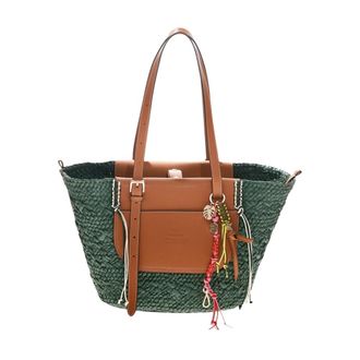 Cuba Lab Tote Bags, female, Green, Size: ONE SIZE Tropicana Leather and Rafia Bag