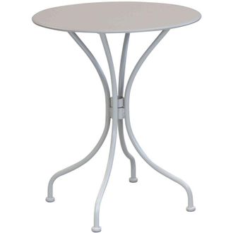 Milani Home ROMANUS - set tavolo in alluminio e teak cm &Oslash; 60 x 71h con 2 poltrone Romanus