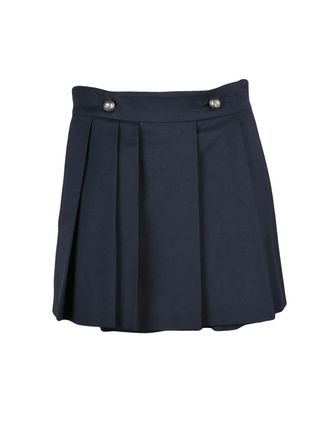 Sportmax Midnight Blue Viscose-Blend Pleated Mini Skirt