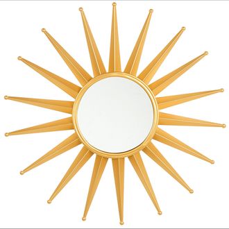 Beliani Beliani - Espejo De Pared Dorado 60 Cm Redondo Forma De Sol Pieza Decorativa Sala De Estar Dormitorio Vintage Glamour Perelli