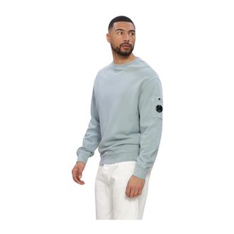 C.P. Company Cotton Diagonal Fleece Resist Dyed Crewneck Lens Sweatshirt - male - C.P. Company - Sweatshirts - Blue - S - Sweatshirts & Hoodies