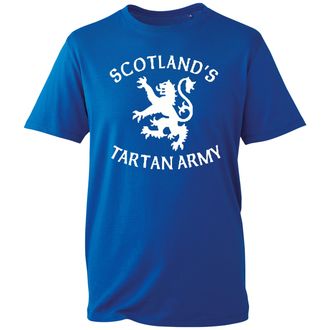 Generic Scotland Tartan Army T-Shirt, Brave Lion Crest Football Fan Top, National Team Supporter Tee UK 2025 (Royal, 3XL Years)