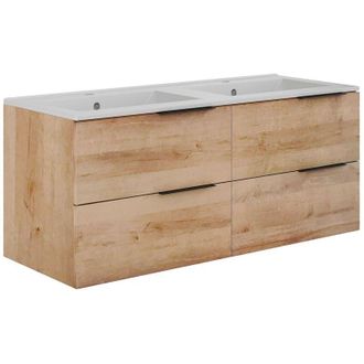 Vente-Unique Mobile bagno sospeso con lavabo da incasso - Naturale chiaro - 120 cm - NISAYA