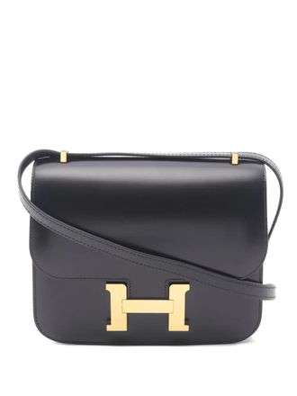 Herm&egrave;s 2021 mini Constance III logo-plaque shoulder bag - Black