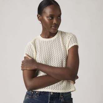 Levi's Fiona Flower Lace Tee - Womens - XS - White