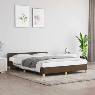 vidaXL Cama Sin Colch&oacute;n Tela Marr&oacute;n Oscuro 140x200 Cm Vidaxl