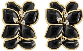 Effy 14K Yellow Gold Diamond Onyx Blossom Earrings in 14K Gold at Nordstrom