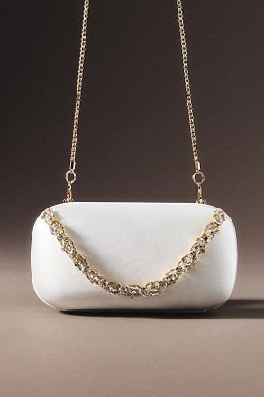Badgley Mischka Celestine Satin Minaudiere with Crystal Necklace Handslip