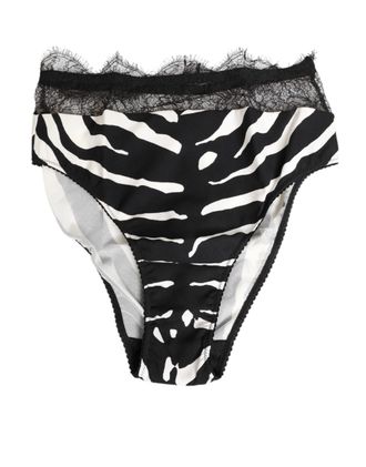 Dolce & Gabbana Black White Zebra Print Lace Trim High Womens Underwear