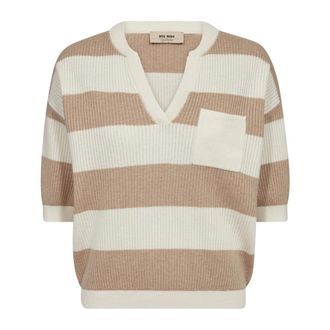 Mos Mosh MMThora Tejido de Cuello V - Knitwear - Mujer - Beige - XS