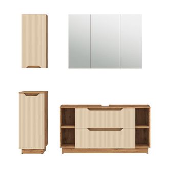 Vicco Conjunto De Muebles De Ba&ntilde;o Lotta, Rayas Roble/cachemira, 4 Partes, Vicco