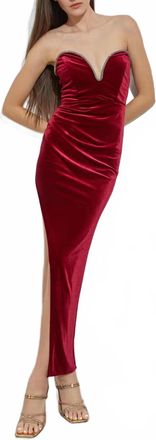DO+BE Collection Strapless Asymmetrical Maxi Dress In Red