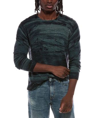 Autumn Cashmere Driftwood Print 100% Cashmere Crewneck Sweater