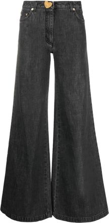 Moschino flared-design jeans - women - Cotton - 38 - Black